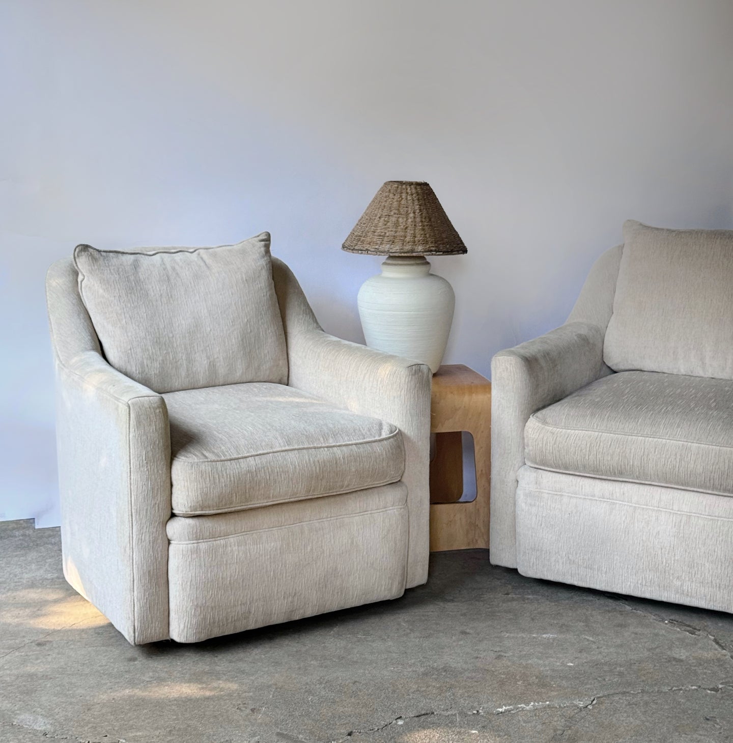 Vintage Cream Swivel Rocking Chair