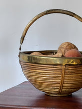 Load image into Gallery viewer, Vintage Rattan Basket w/ Brass Accents
