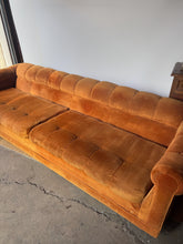 Load image into Gallery viewer, 1970’s Plush Velvet Sofa in Red Orange Upholstery