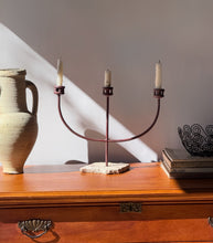 Load image into Gallery viewer, Vintage Hand Forged Marble &amp; Iron Candelabra