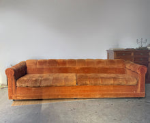 Load image into Gallery viewer, 1970’s Plush Velvet Sofa in Red Orange Upholstery