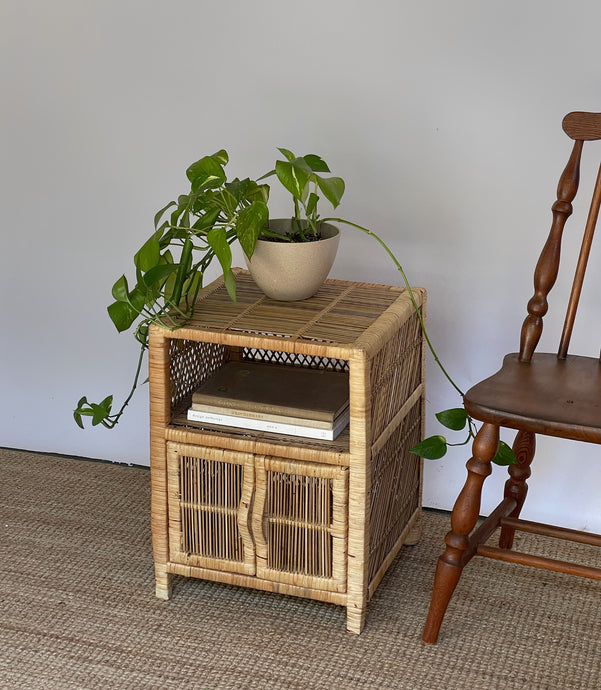 Small Vintage Wicker Cabinet