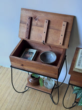 Load image into Gallery viewer, Vintage Pair of Handcrafted Wood + Iron Nightstands/End Tables
