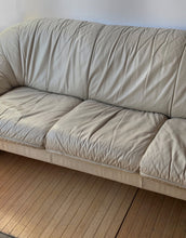 Load image into Gallery viewer, Vintage Post Modern Beige Leather Sofa