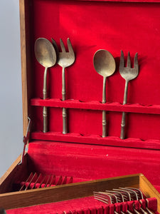 Vintage Nickel Bronze Serving-ware Box Set