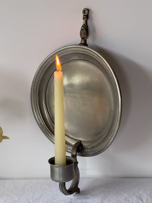 Vintage Pewter Candle Sconce