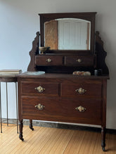 Load image into Gallery viewer, Antique Early American Tiger Oak Vanity Dresser