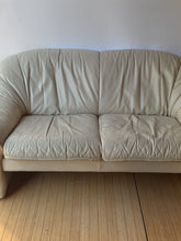 Load image into Gallery viewer, Vintage Post Modern Beige Leather Loveseat