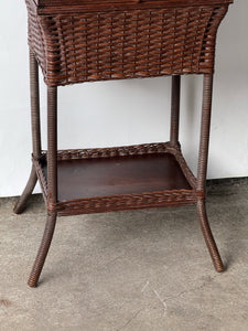 Folk Antique Wicker & Rattan Basket Table