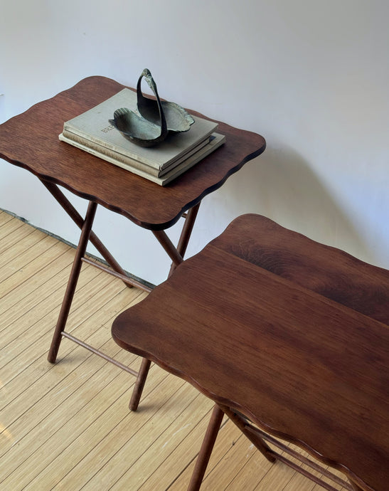 Vintage Wooden Scalloped Trays