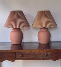 Load image into Gallery viewer, Vintage 1970's Studio Pottery Terracotta Table Lamp Pair
