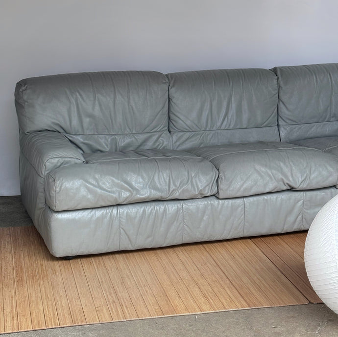 Italian Leather Sofa In The Manner Of Nicoletti Salotti
