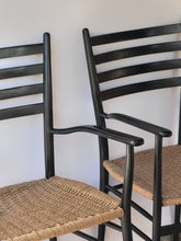 Load image into Gallery viewer, Pair of Black Italian Ladder Back Chairs