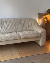 Load image into Gallery viewer, Vintage Post Modern Beige Leather Sofa
