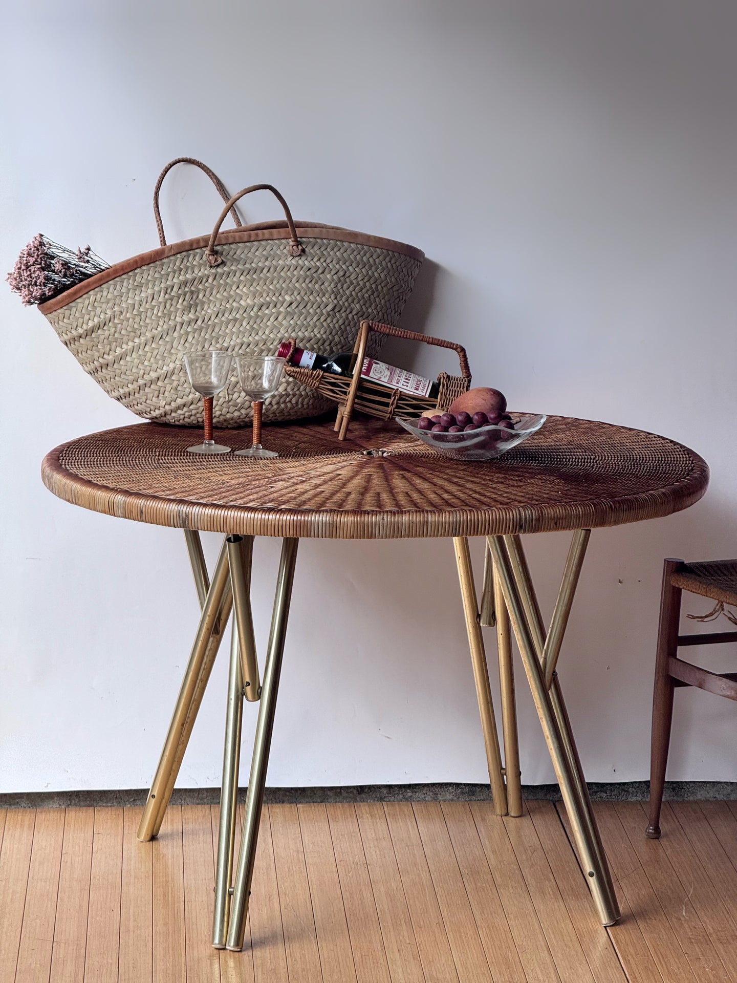 1960’s Round Rattan Table