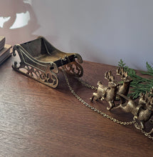 Load image into Gallery viewer, Vintage Brass Reindeer and Sleigh