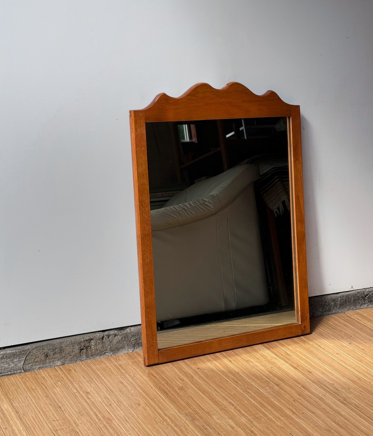 Vintage 1970's Wooden Wall Mirror