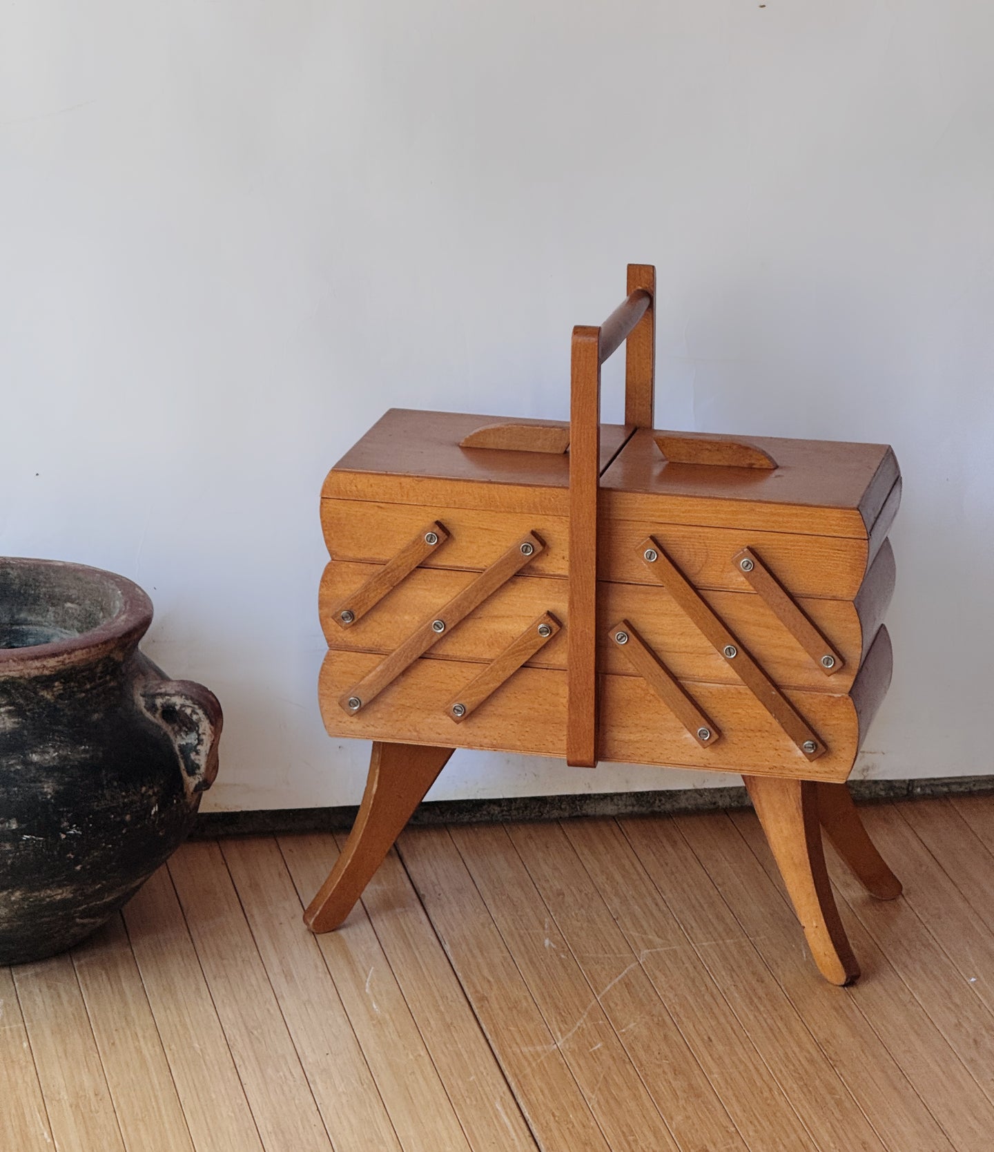 Antique Accordion Sewing Box Made in Japan