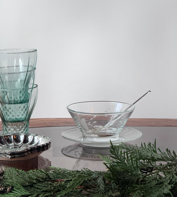 Vintage Crystal Condiment Bowl Set