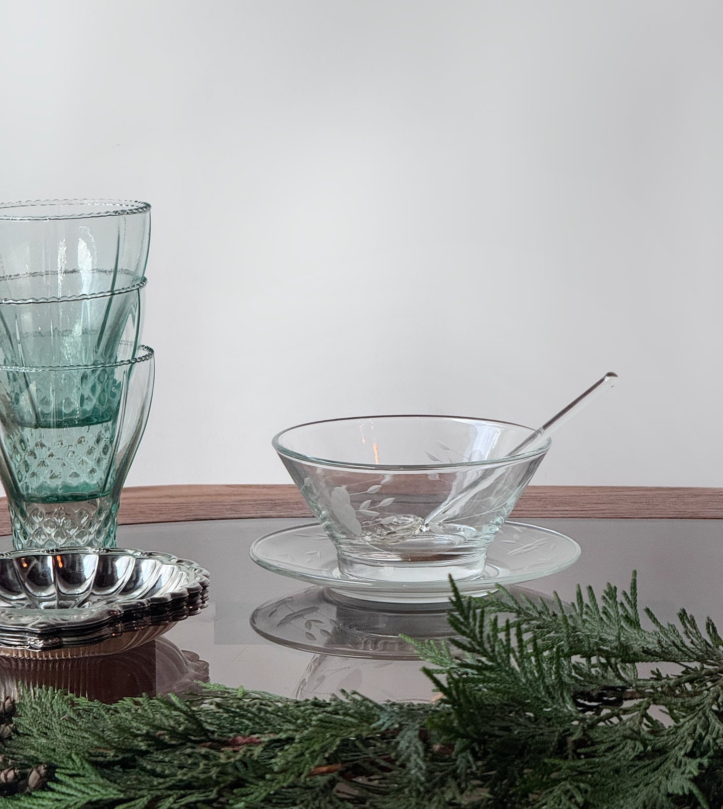 Vintage Crystal Condiment Bowl Set