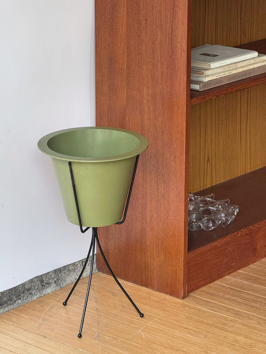 Vintage MCM Green Planter w/ Stand