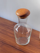 Load image into Gallery viewer, Vintage Teak Top Glass Wine Carafe