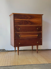 Load image into Gallery viewer, Vintage Walnut MCM Highboy Dresser by Fashion Flow