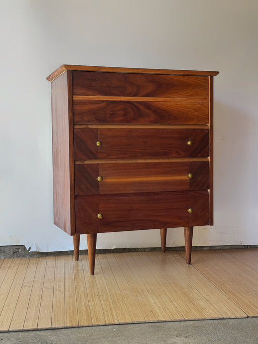 Vintage Walnut MCM Highboy Dresser by Fashion Flow