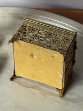 Load image into Gallery viewer, Antique Gold Glass Jewelry Casket Box