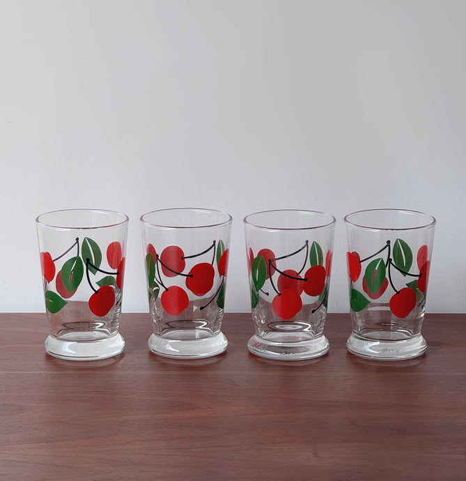 Libbey Vintage Red Cherry Juice Glasses