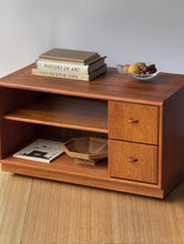 Load image into Gallery viewer, 1980’s Oak &amp; Teak Media Stand on Wheels