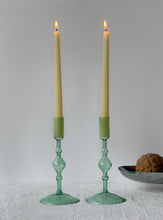 Load image into Gallery viewer, Glass Poketo Green Candlestick Holders