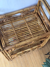 Load image into Gallery viewer, Vintage 60's Rattan Rolling Cart
