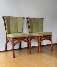 Load image into Gallery viewer, Pair of Vintage Upholstered Rattan Chairs