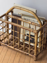 Load image into Gallery viewer, Vintage 1970's Rattan Magazine Rack