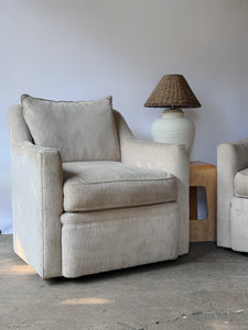 Vintage Cream Swivel Rocking Chair