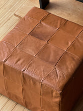 Load image into Gallery viewer, 1970’s Danish Leather Square Pouf/Ottoman