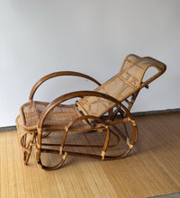Load image into Gallery viewer, Vintage Rattan Chaise Reclining Lounger