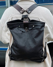 Load image into Gallery viewer, Black Leather Backpack