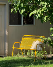 Load image into Gallery viewer, MCM Mustard Yellow Metal Outdoor Bench