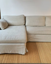 Load image into Gallery viewer, L Shaped Linen and Down Two Piece Sectional Slipcovered Sofa