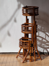 Load image into Gallery viewer, Folding Tiered Rattan Plant Stand