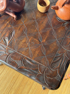 Vintage Handcrafted Tooled Wooden End Table