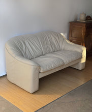 Load image into Gallery viewer, Vintage Post Modern Beige Leather Loveseat