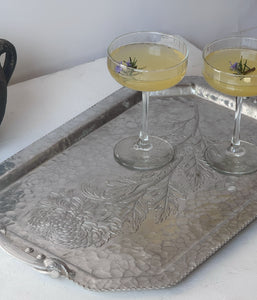 1930’s/40’s Chrysanthemum Hand Forged Aluminum Serving Tray