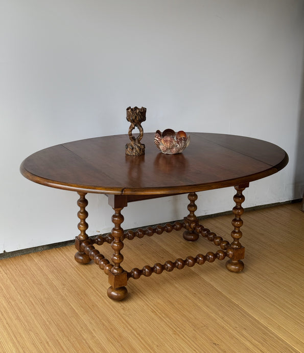 Vintage French Drop Leaf Bobbin Coffee Table