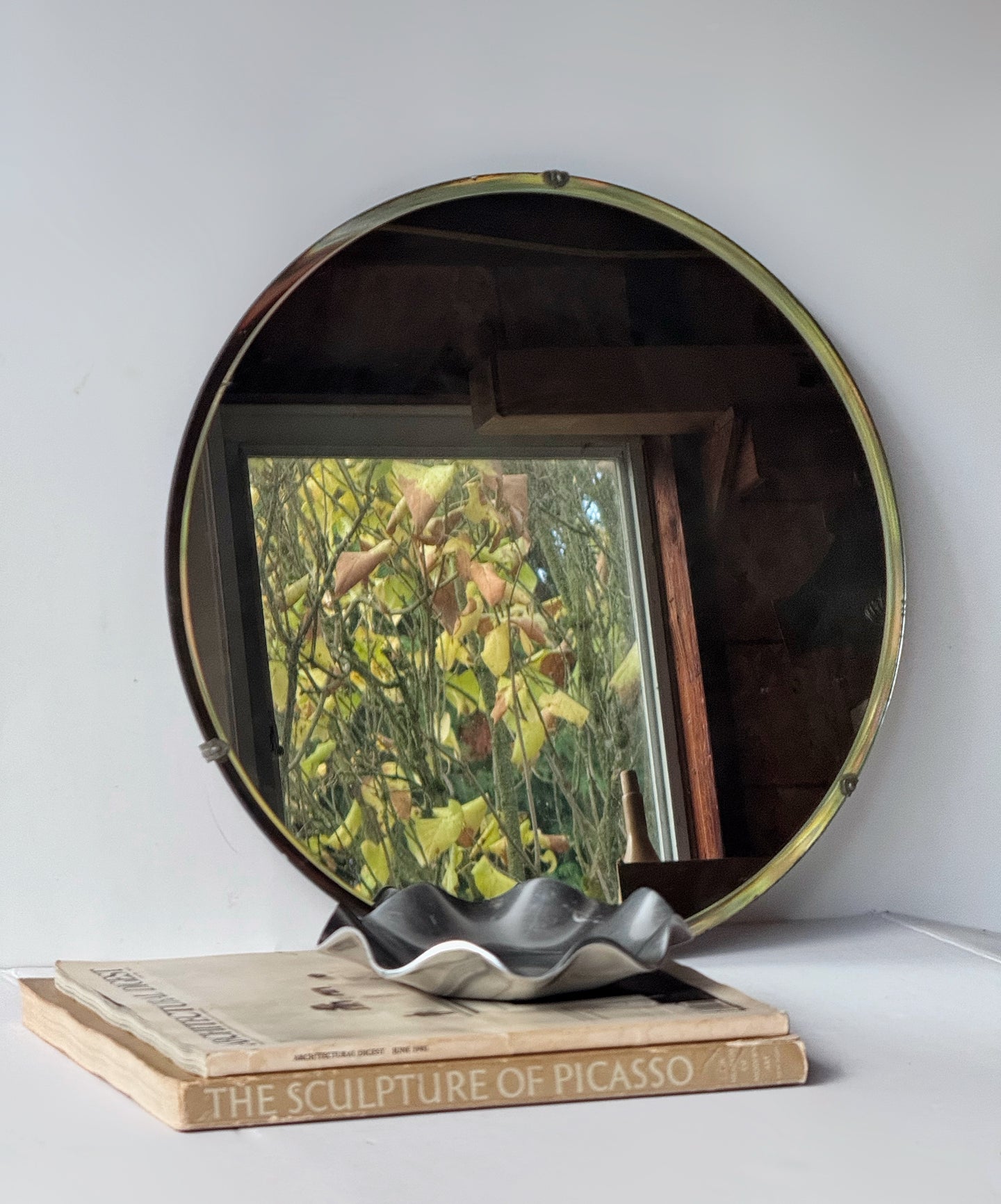 Antique Beveled Round Mirror