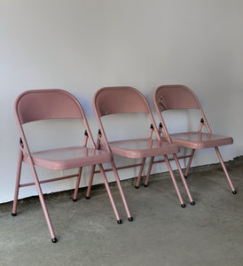 Vintage 1970's Pink Folding Chairs- Set of 3