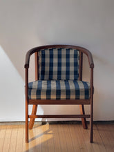 Load image into Gallery viewer, Vintage Checkered Barrel Back Accent Chair