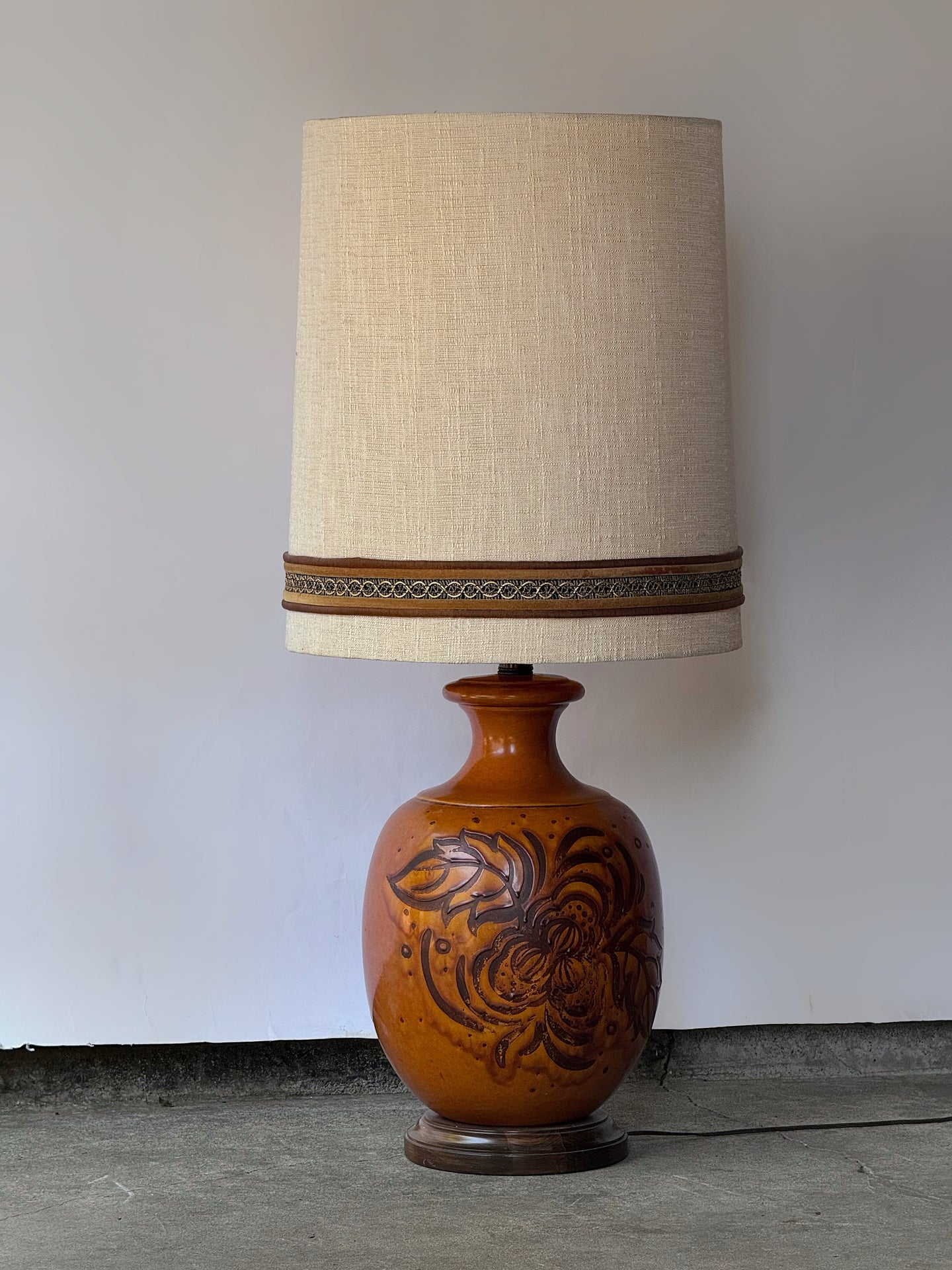 XL 1960's MCM Glazed Ceramic Lamp